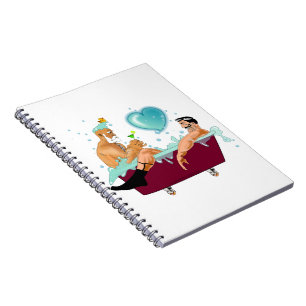 SlipperyJoe's twee homo mannen cartoon badbubbels Notitieboek