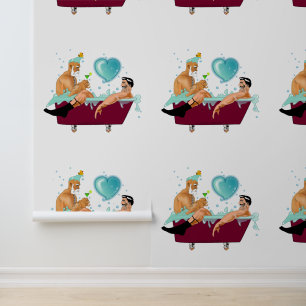 SlipperyJoe's twee homoseksuele mannen houden van  Behang