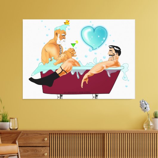 SlipperyJoe's twee homoseksuele mannen houden van  Canvas Afdruk (Insitu (Woonkamer))