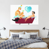 SlipperyJoe's twee homoseksuele mannen houden van  Canvas Afdruk (Insitu (Slaapkamer))