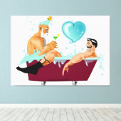 SlipperyJoe's twee homoseksuele mannen houden van  Canvas Afdruk (Insitu (Houten vloer))