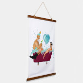 SlipperyJoe's twee homoseksuele mannen houden van  Hangend Wandkleed (Gebogen)