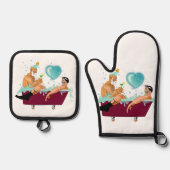 SlipperyJoe's twee homoseksuele mannen houden van  Ovenwant & Pannenlap Set (Voorkant)