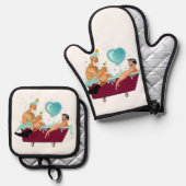 SlipperyJoe's twee homoseksuele mannen houden van  Ovenwant & Pannenlap Set (Voorkant / Achterkant)