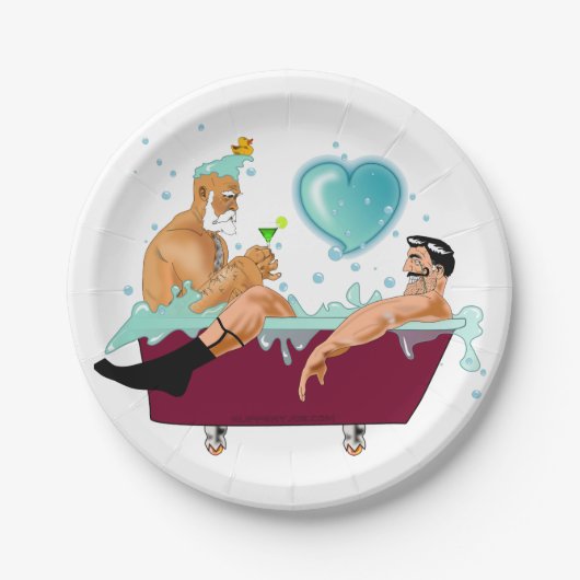 SlipperyJoe's twee homoseksuele mannen houden van Papieren Bordje (Voorkant)