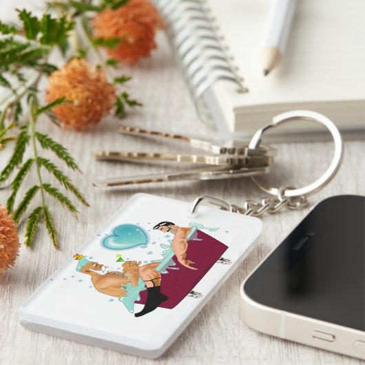 SlipperyJoe's twee homoseksuele mannen houden van  Sleutelhanger (Voorkant Rechts)