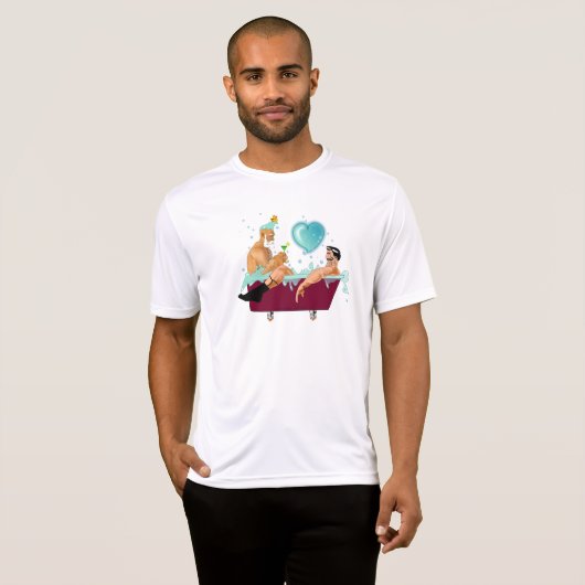 SlipperyJoe's twee homoseksuele mannen houden van  T-shirt (Voorkant volledig)