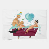 SlipperyJoe's twee homoseksuele mannen houden van  Theedoek (Horizontaal)