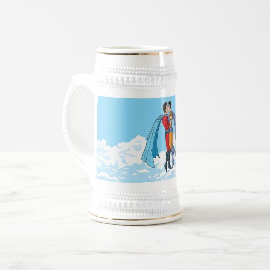 Slipperyjoe's twee superhelden kussen karakters f bierpul (Voorkant links)