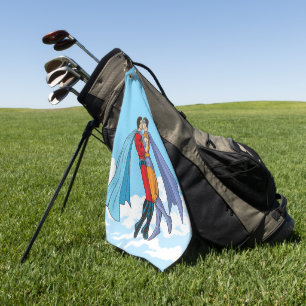 Slipperyjoe's twee superhelden kussen karakters f golfhanddoek