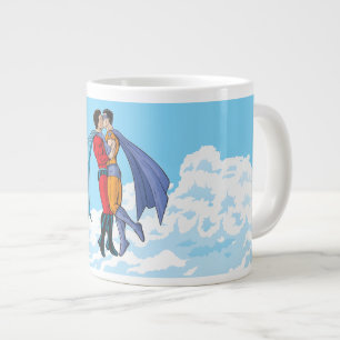 Slipperyjoe's twee superhelden kussen karakters f grote koffiekop