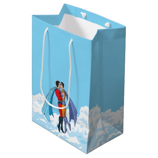 Slipperyjoe's twee superhelden kussen karakters f medium cadeauzakje (Voorkant Gekanteld)