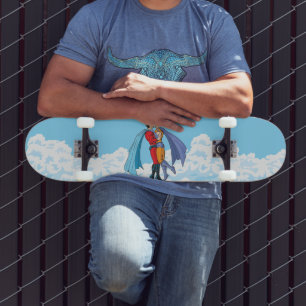 Slipperyjoe's twee superhelden kussen karakters f persoonlijk skateboard