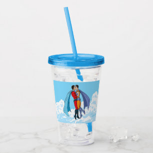 Slipperyjoe's twee superhelden kussende karakters acryl drinkbeker