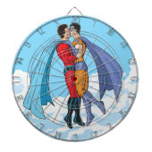 SlipperyJoe's twee superhelden zoenen vliegende au Dartbord (Voorkant)