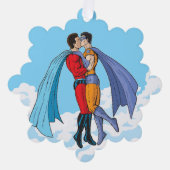 SlipperyJoe's twee superhelden zoenen vliegende au Ornament Kaart (Voorkant)