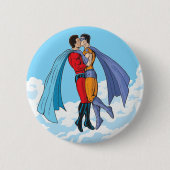 SlipperyJoe's twee superhelden zoenen vliegende au Ronde Button 5,7 Cm (Voorkant)