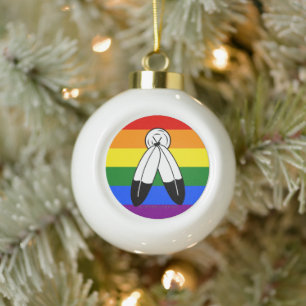 SlipperyJoe's two-spirit trots trots trots vlag In Keramische Bal Ornament