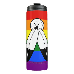 SlipperyJoe's two-spirit trots-vlag Inheemse symbo Thermosbeker
