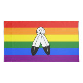 SlipperyJoe's two-spirit trotsky-vlag Inheemse sym Kussensloop (Achterkant)
