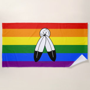 SlipperyJoe's two-spirit trotsky-vlag Inheemse sym Strandlaken