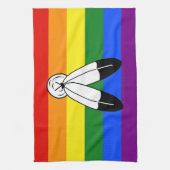 SlipperyJoe's two-spirit trotsky-vlag Inheemse sym Theedoek (Verticaal)