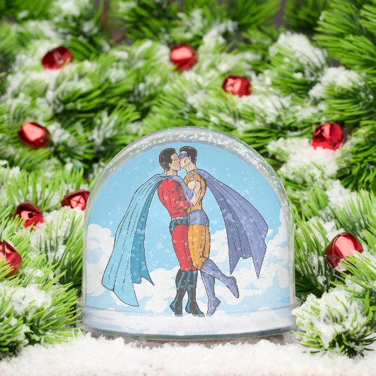 SlipperyJoe's two superheroes kissing flying carto Sneeuwbol (Kerstmis)