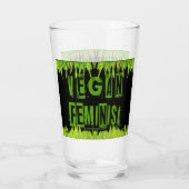 SlipperyJoe's Vegan feminist gras woordblok Glas (Achterkant)