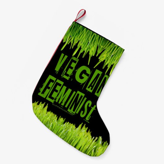 SlipperyJoe's Vegan feminist gras woordblok Kleine Kerstsok (Voorkant (Hangend))