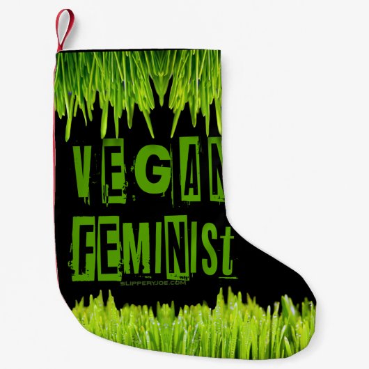 SlipperyJoe's Vegan feminist gras woordblok Kleine Kerstsok (Voorkant)