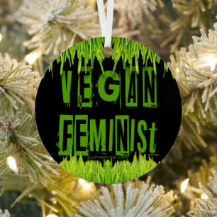 SlipperyJoe's Vegan feminist gras woordblok Metalen Ornament