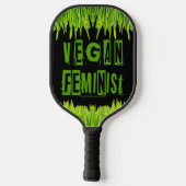 SlipperyJoe's Vegan feminist gras woordblok Pickleball Paddle (Achterkant)