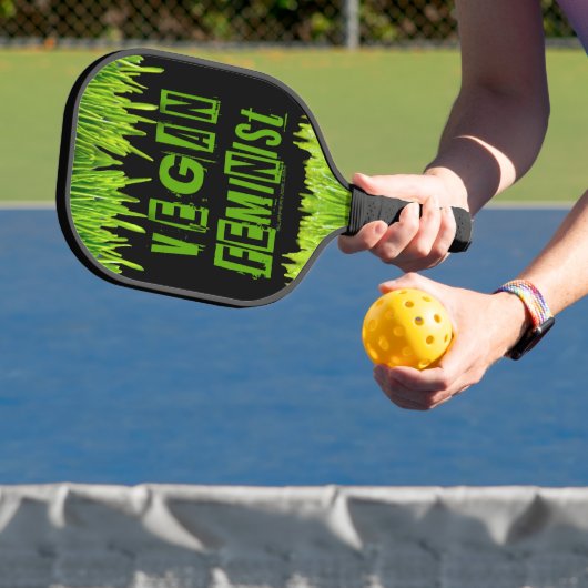 SlipperyJoe's Vegan feminist gras woordblok Pickleball Paddle (Insitu)