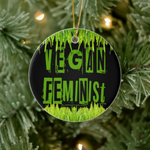 SlipperyJoe's veganistische feministische aandacht Keramisch Ornament