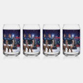 SlipperyJoe's versierde besneeuwde kerstboom Blikvorm Glas (Voorkant)