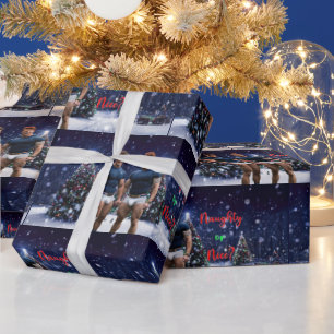 SlipperyJoe's versierde besneeuwde kerstboom Cadeaupapier