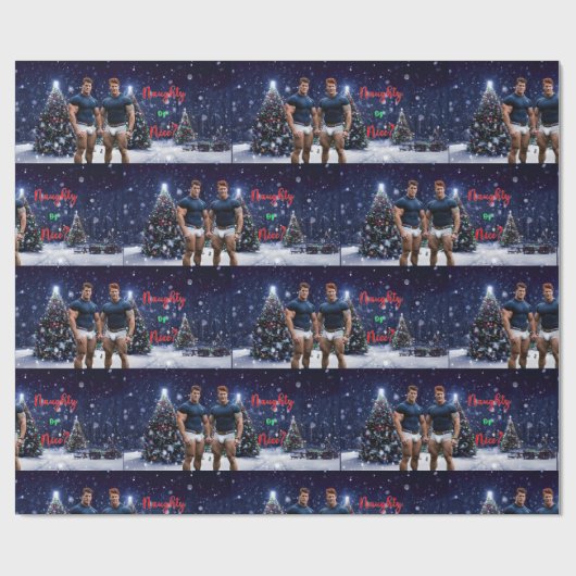 SlipperyJoe's versierde besneeuwde kerstboom Cadeaupapier (Vlak)