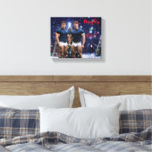 SlipperyJoe's versierde besneeuwde kerstboom Canvas Afdruk (Insitu (Slaapkamer))