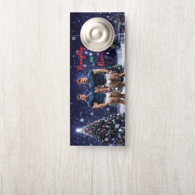 SlipperyJoe's versierde besneeuwde kerstboom Deurhanger (Op knop)