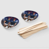 SlipperyJoe's versierde besneeuwde kerstboom Handwaaier (Niet-gemonteerd)