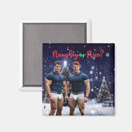 SlipperyJoe's versierde besneeuwde kerstboom Magneet (Voorkant / Achterkant)