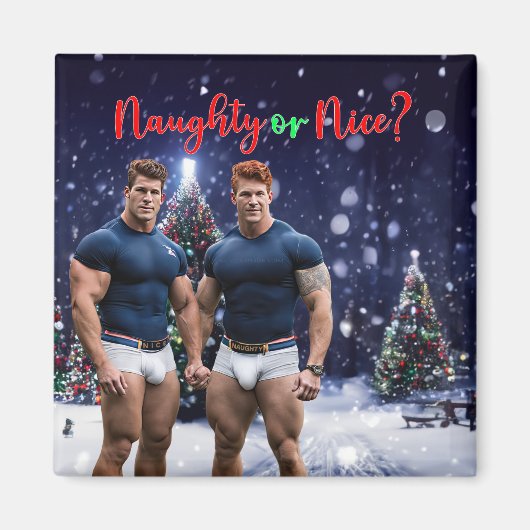 SlipperyJoe's versierde besneeuwde kerstboom Magneet (Voorkant)