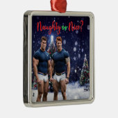 SlipperyJoe's versierde besneeuwde kerstboom Metalen Ornament (Rechts)