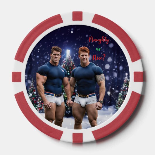 SlipperyJoe's versierde besneeuwde kerstboom Poker Chips (Voorkant)