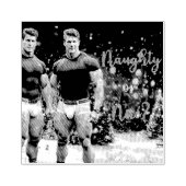 SlipperyJoe's versierde besneeuwde kerstboom Rubberstempel (Afrduk)