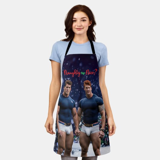 SlipperyJoe's versierde besneeuwde kerstboom Schort (Gedragen)