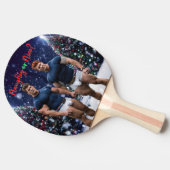 SlipperyJoe's versierde besneeuwde kerstboom Tafeltennisbatje (Zijkant)