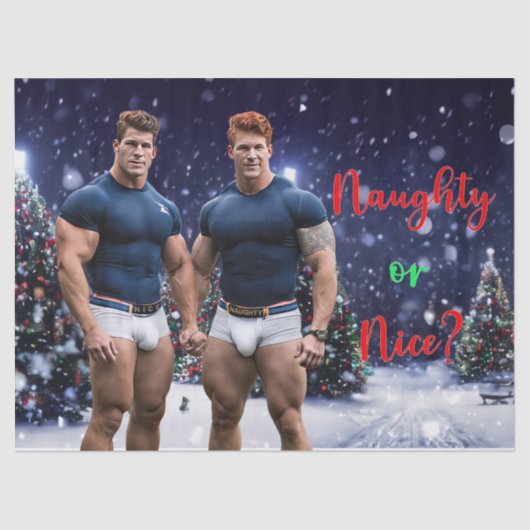 SlipperyJoe's versierde besneeuwde kerstboom Tissuepapier (Voorkant)