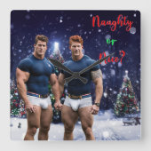 SlipperyJoe's versierde besneeuwde kerstboom Vierkante Klok (Voorkant)