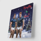 SlipperyJoe's versierde besneeuwde kerstboom Vierkante Klok (Hoek)